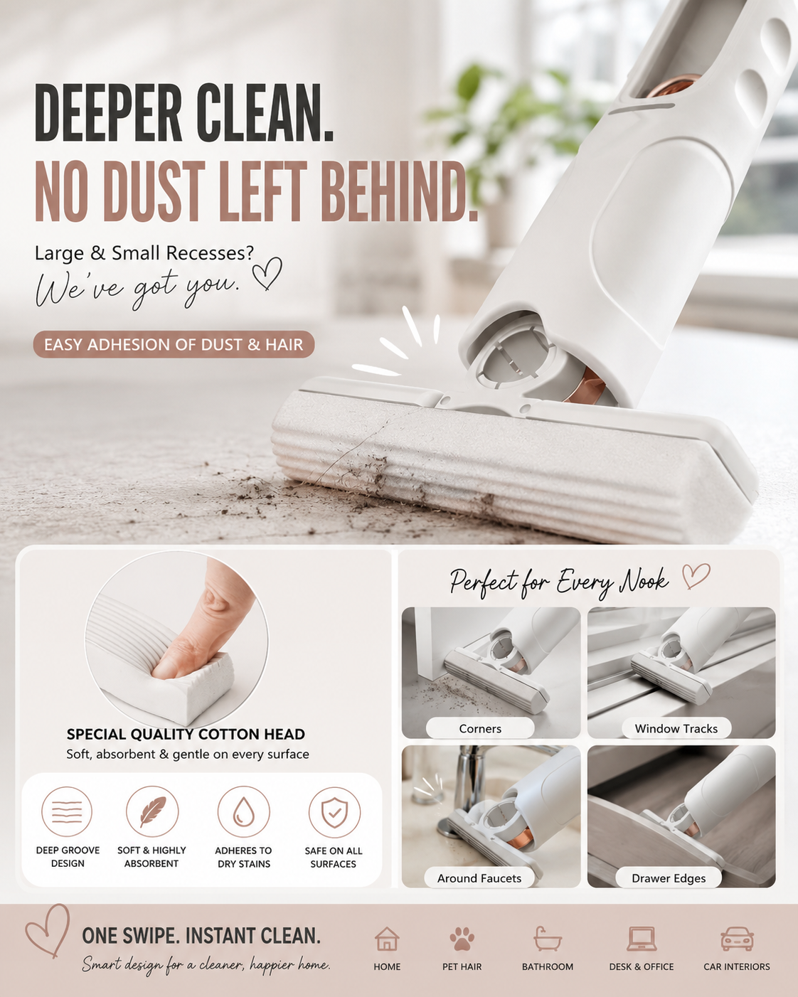 QuickClean Mini Mop™ – Kitchen, Glass, Floor & Car Cleaning Tool