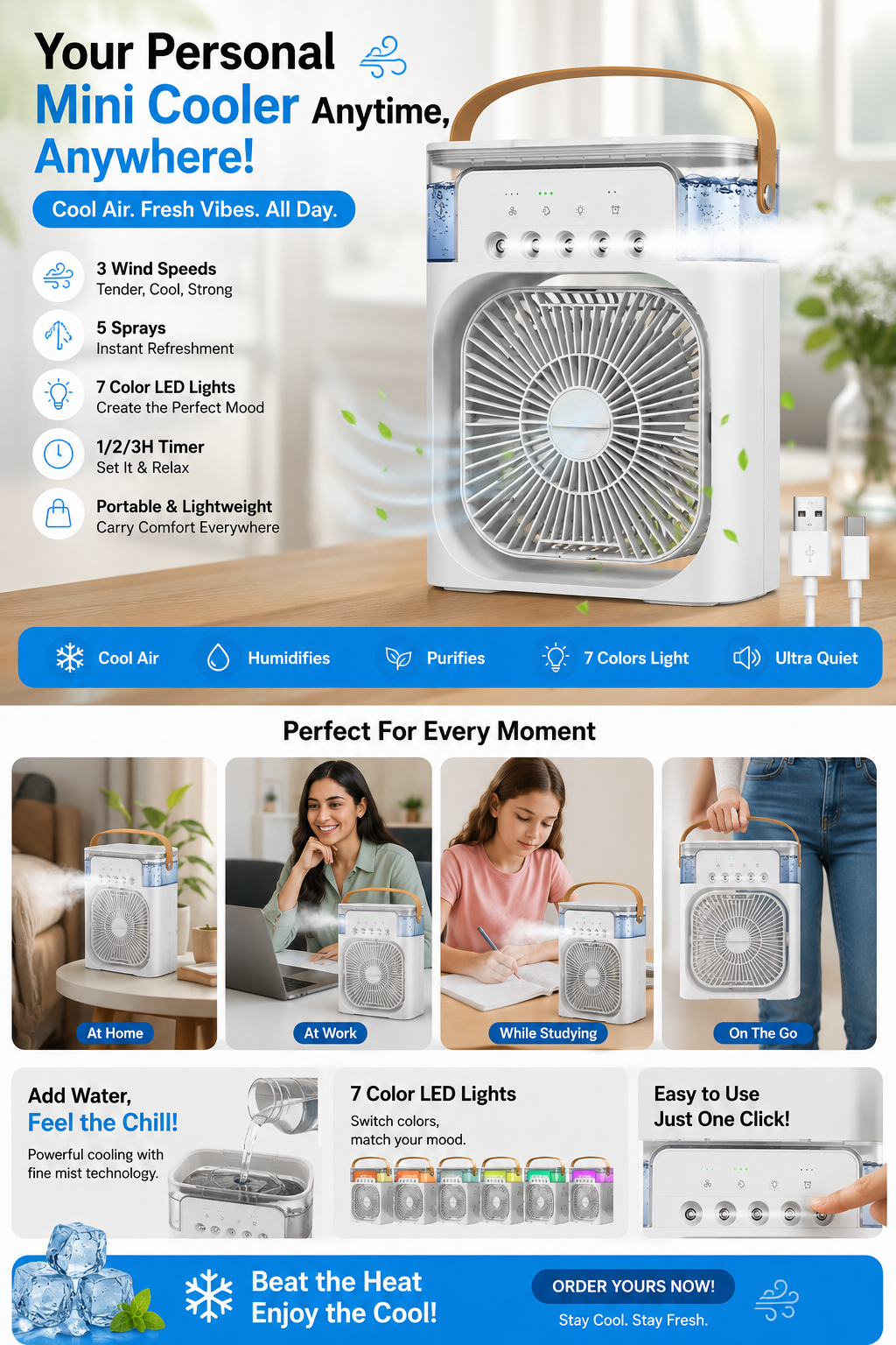 Kingtown Arctic Breeze™ Personal Room Cooler – Portable Cooling Anywhere