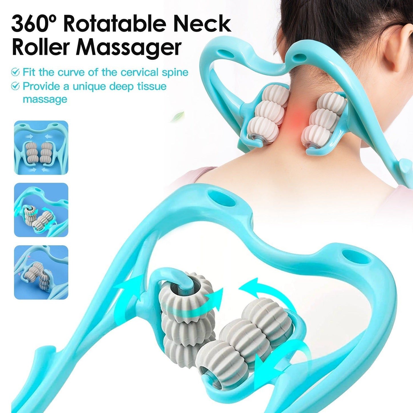 Deep Tissue Neck Massager Roller – Cervical Pain Relief Massage Tool